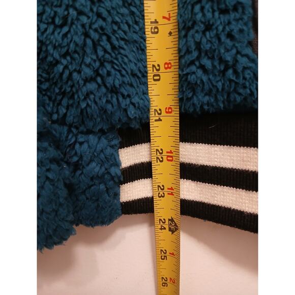 Celebrity Pink Jacket Faux Fur Varsity Bomber Teddy Coat Green Beige Women Sz L - Picture 13 of 16